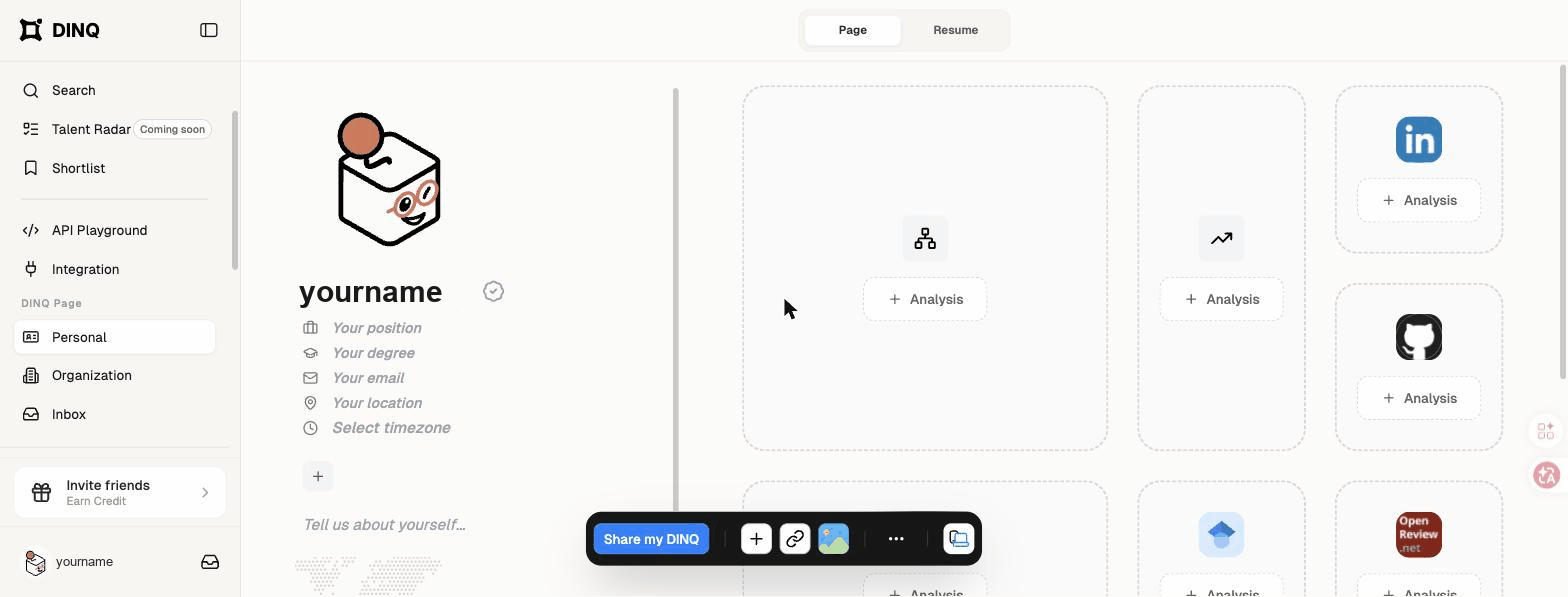 Profile screen